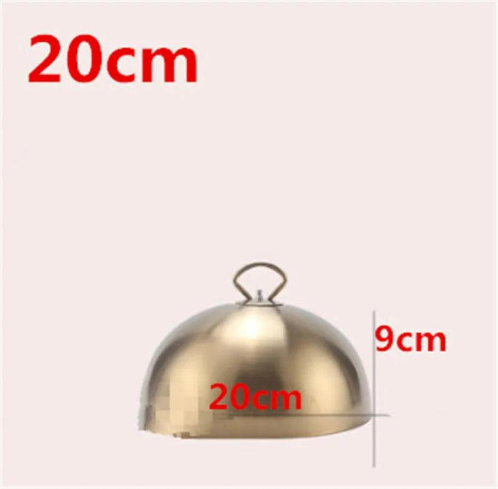 Golden Stainless Steel Food Dome Set - Luxurious Dining Table Cover - Non-Magnetic Lid - Sizes 20cm to 28cm Available