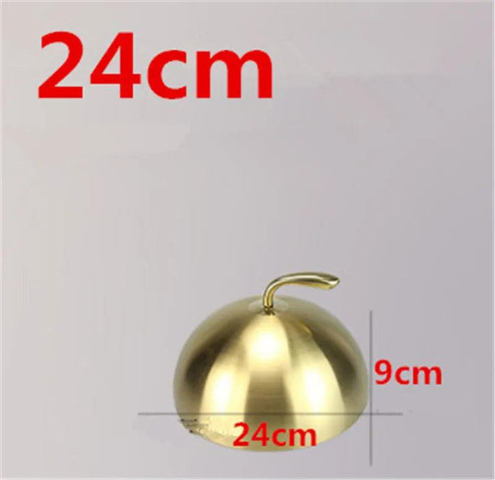 Golden Stainless Steel Food Dome Set - Luxurious Dining Table Cover - Non-Magnetic Lid - Sizes 20cm to 28cm Available