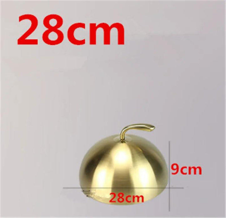 Golden Stainless Steel Food Dome Set - Luxurious Dining Table Cover - Non-Magnetic Lid - Sizes 20cm to 28cm Available