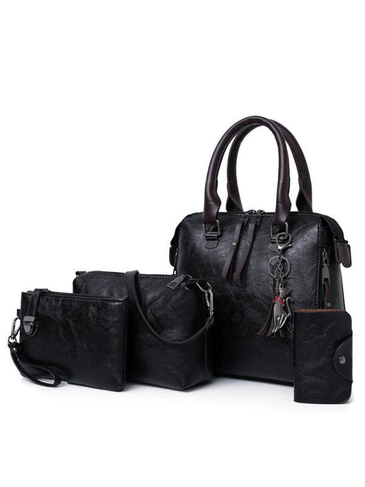 Retro Elegance: Four-Piece Messenger Bag and Purse Set