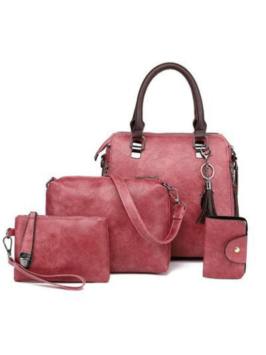 Retro Elegance: Four-Piece Messenger Bag and Purse Set