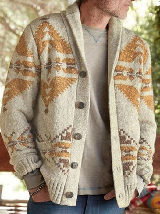 Men's Ethnic Pattern Knit Cardigan