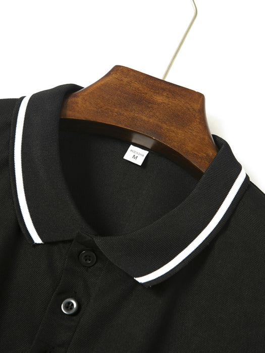 New Fashion Button Ribbed Collar Sports Polo Shirt Lapel Collar Polo Shirt