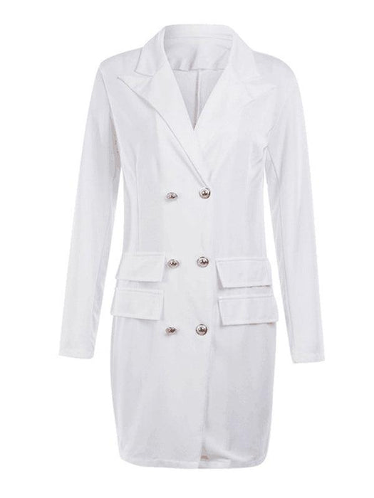 Elegant V-Neck Double-Breasted Blazer Dress