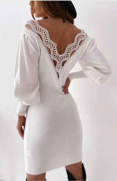 Allure Lace Backless V-Neck Sundress with Exquisite Cutouts