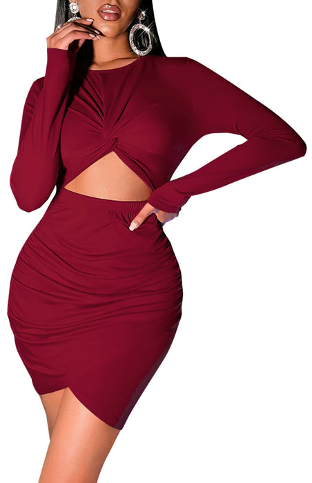 Flattering Bodycon Long-Sleeve Dress with Cropped Hem