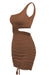 Seductive Lace-Up Bodycon Dress with Hollow Out Detail