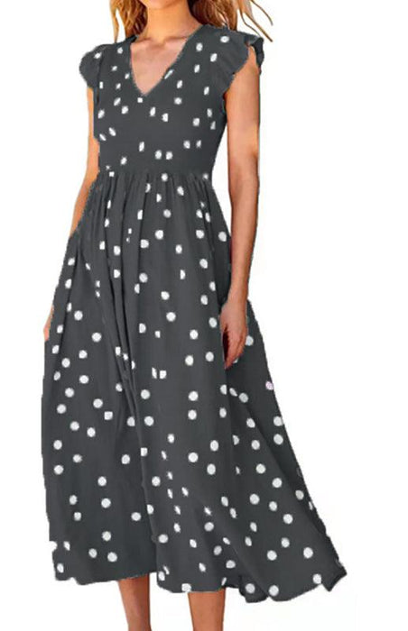 Polka Dot V-Neck Sleeveless Dress - Timeless Women's Wardrobe Essential