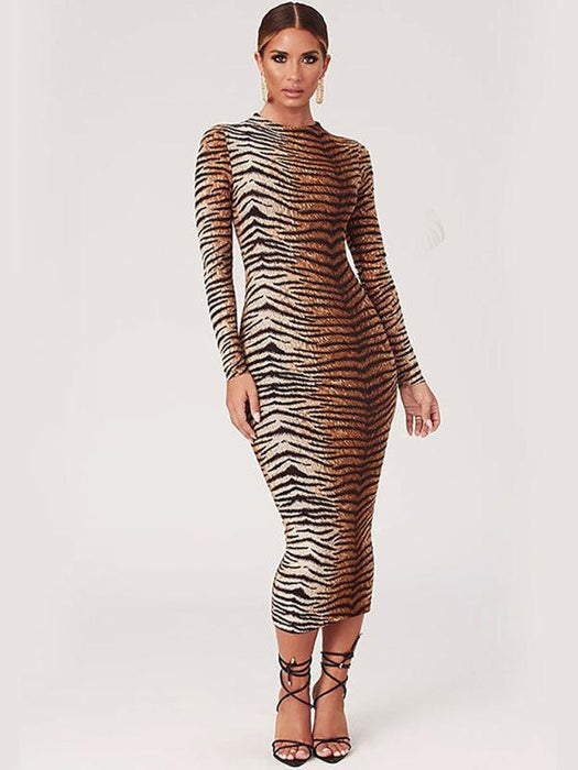 Chic Leopard Print Long-Sleeve Dress - Ultimate Women's Night Out Attire