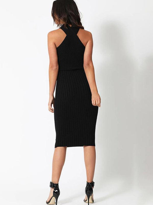 Alluring Halter Neck Asymmetrical Backless Dress