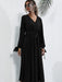 Elegant V-Neck Dress with Petal Sleeves - Women's Fashion Choice