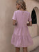 Exquisite High-Waisted Polyester Dress with Short Sleeves - Chic Style for Women
