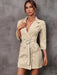 Elegant Button-Up Suit Dress with Waist Belt