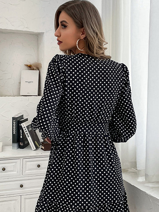 Polka Dot Print Elegant Casual Woven Dress