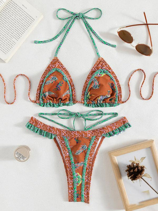 Exotic Halter Neck Bikini Set - Trendy Ethnic Vibes