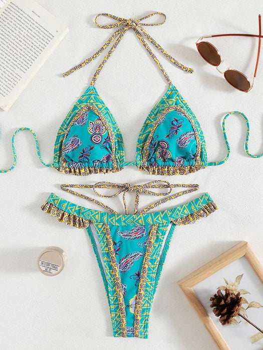 Exotic Halter Neck Bikini Set - Trendy Ethnic Vibes