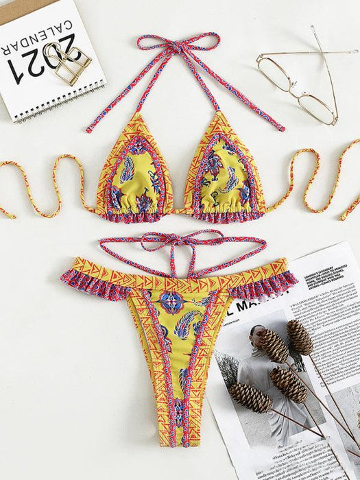 Exotic Halter Neck Bikini Set - Trendy Ethnic Vibes