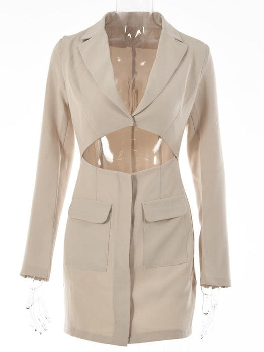 Stylish Faux Two-Piece Blazer Dress with Tempting Features