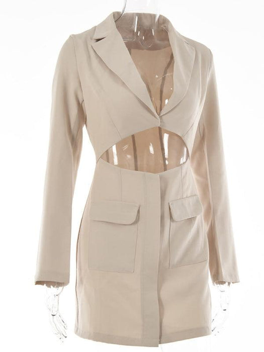 Stylish Faux Two-Piece Blazer Dress with Tempting Features