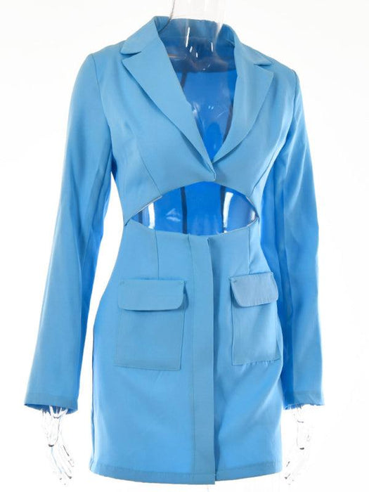 Stylish Faux Two-Piece Blazer Dress with Tempting Features