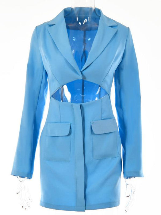 Stylish Faux Two-Piece Blazer Dress with Tempting Features