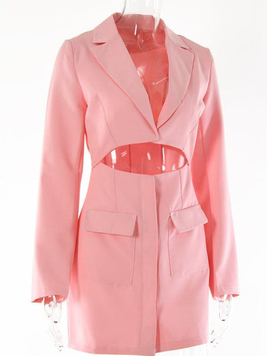 Stylish Faux Two-Piece Blazer Dress with Tempting Features