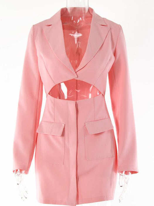 Stylish Faux Two-Piece Blazer Dress with Tempting Features