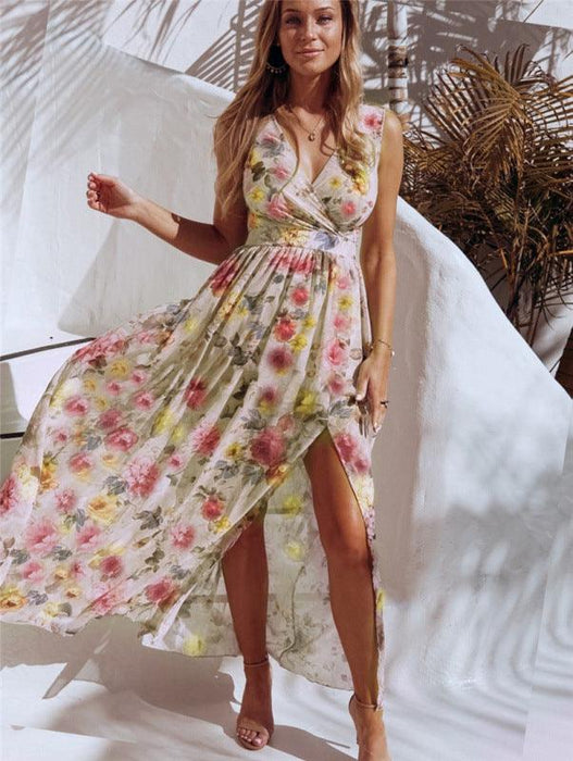 Tropical Blossom Sleeveless Maxi Dress for Exotic Escapes