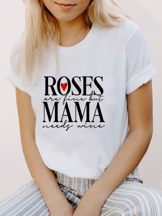 Women's Casual Mama Wine Quote Tee