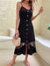 Elegant Black Lace Stitch Strapless Dress for Women