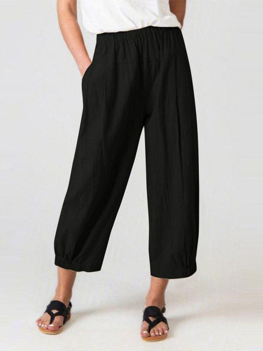 Chic Comfort: Women's High Waist Cotton Linen Harem Pants