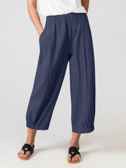 Chic Comfort: Women's High Waist Cotton Linen Harem Pants