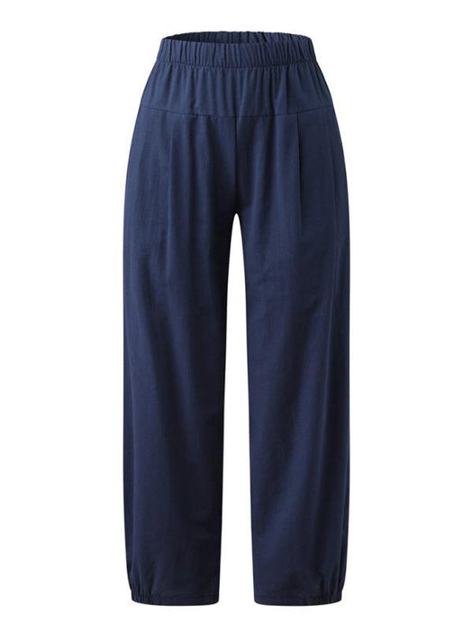 Chic Comfort: Women's High Waist Cotton Linen Harem Pants