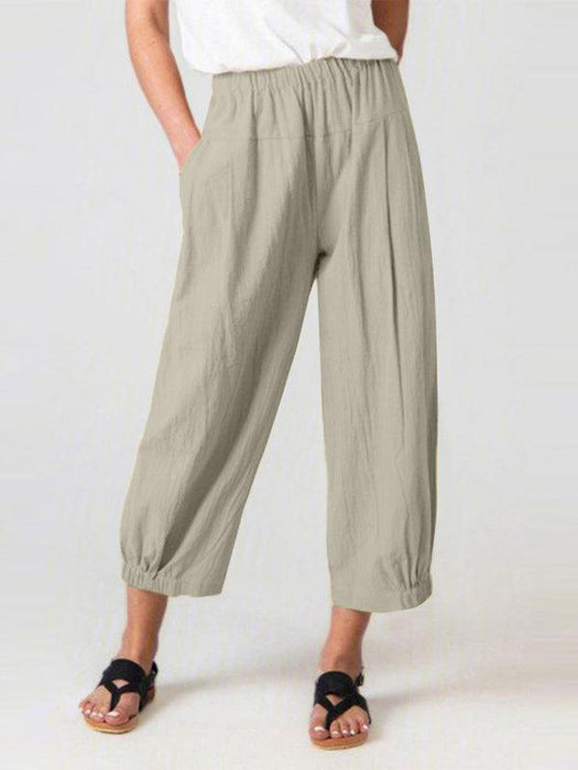 Chic Comfort: Women's High Waist Cotton Linen Harem Pants