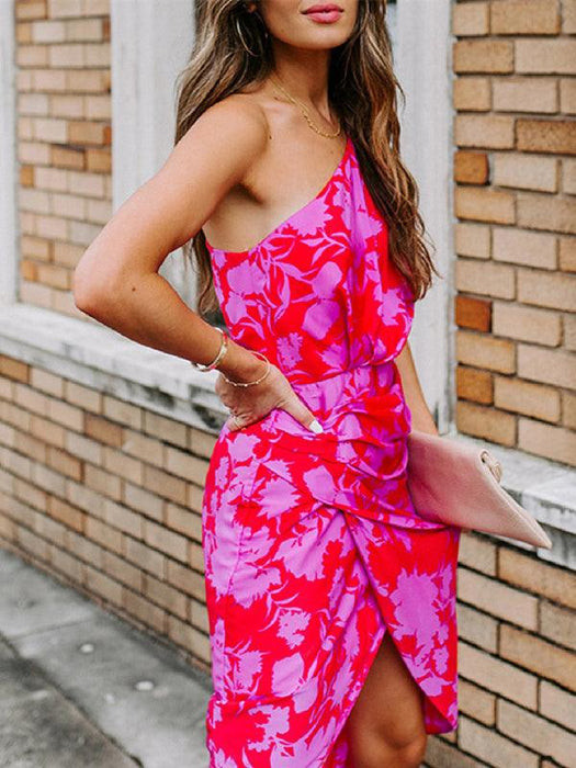 Charming Floral Off-Shoulder Chiffon Dress