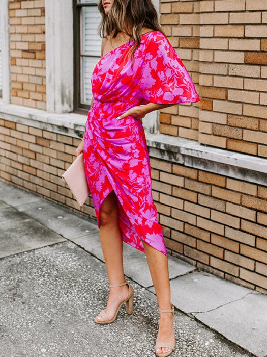 Charming Floral Off-Shoulder Chiffon Dress