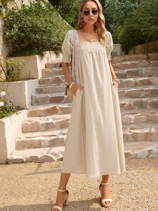 Elegant Cotton Maxi Skirt with Unique Collar Detail