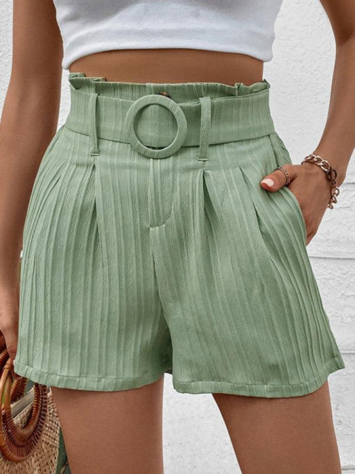 Elegant Fresh Green Pleated Women's Shorts - Ideal for Any Occasion