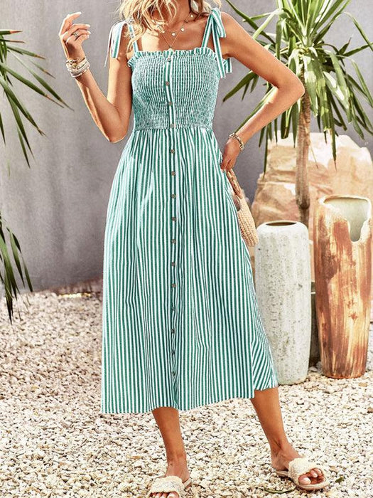 Timeless Striped Suspender Dress for Effortless Sophistication