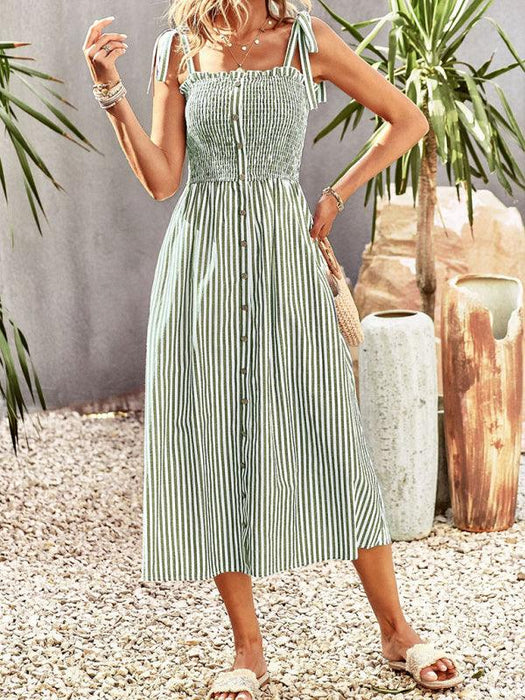 Timeless Striped Suspender Dress for Effortless Sophistication