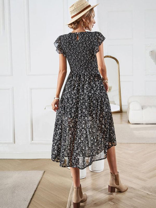 Chic Floral Serenity: A Timeless Women's Dress of Elegance