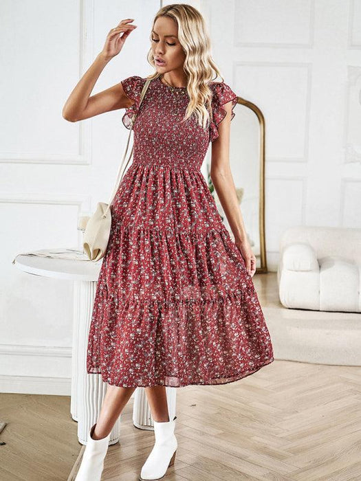 Chic Floral Serenity: A Timeless Women's Dress of Elegance