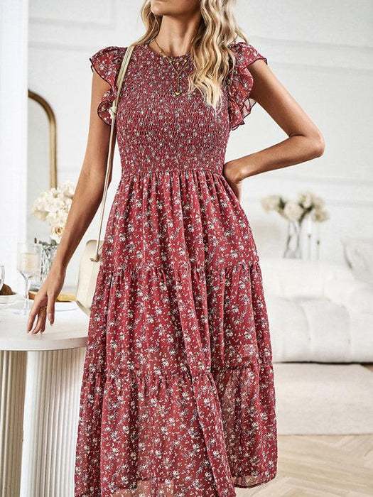 Chic Floral Serenity: A Timeless Women's Dress of Elegance