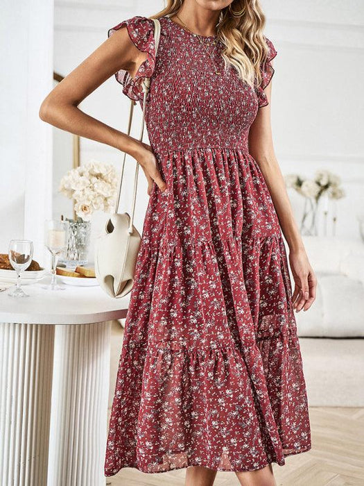 Chic Floral Serenity: A Timeless Women's Dress of Elegance