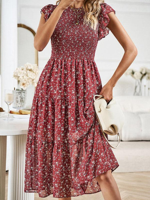 Chic Floral Serenity: A Timeless Women's Dress of Elegance