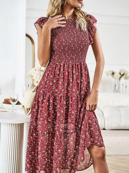 Chic Floral Serenity: A Timeless Women's Dress of Elegance