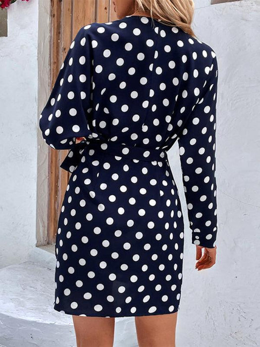 Vintage Polka Dot Delight: Elegant Dress for Women