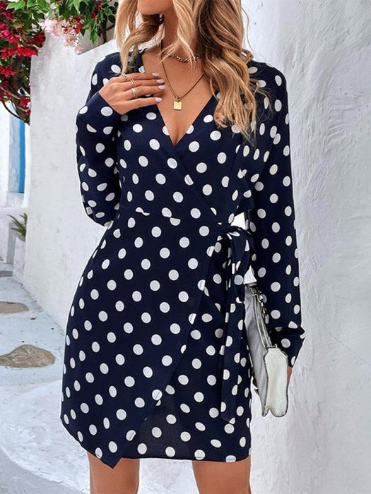 Vintage Polka Dot Delight: Elegant Dress for Women