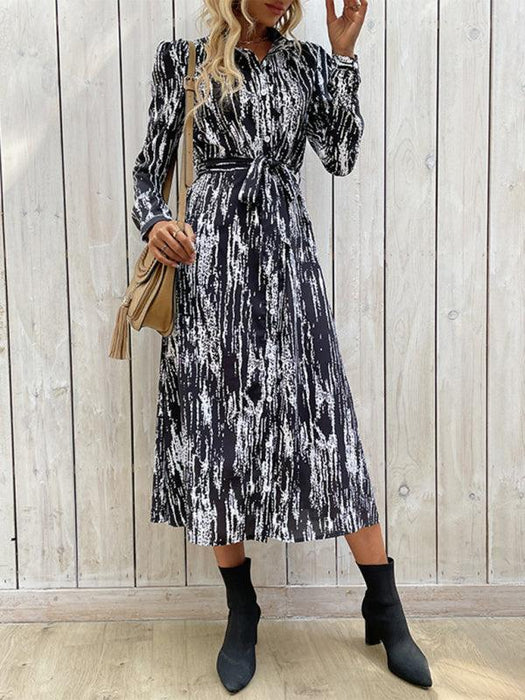 Stylish Women's Vibrant Long-Sleeve Tie-Dye Dress