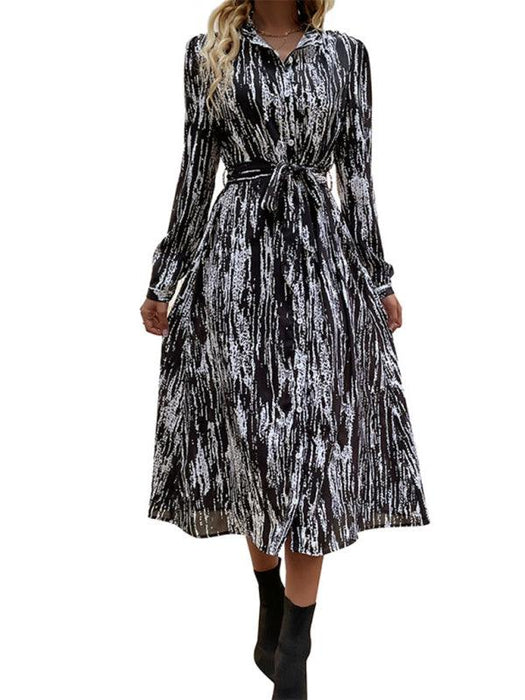 Stylish Women's Vibrant Long-Sleeve Tie-Dye Dress